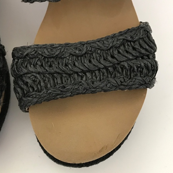 YELLOW BOX Wedge Platform Sandals Shoes Black Adalee Women’s Size 8 - Picture 4 of 16